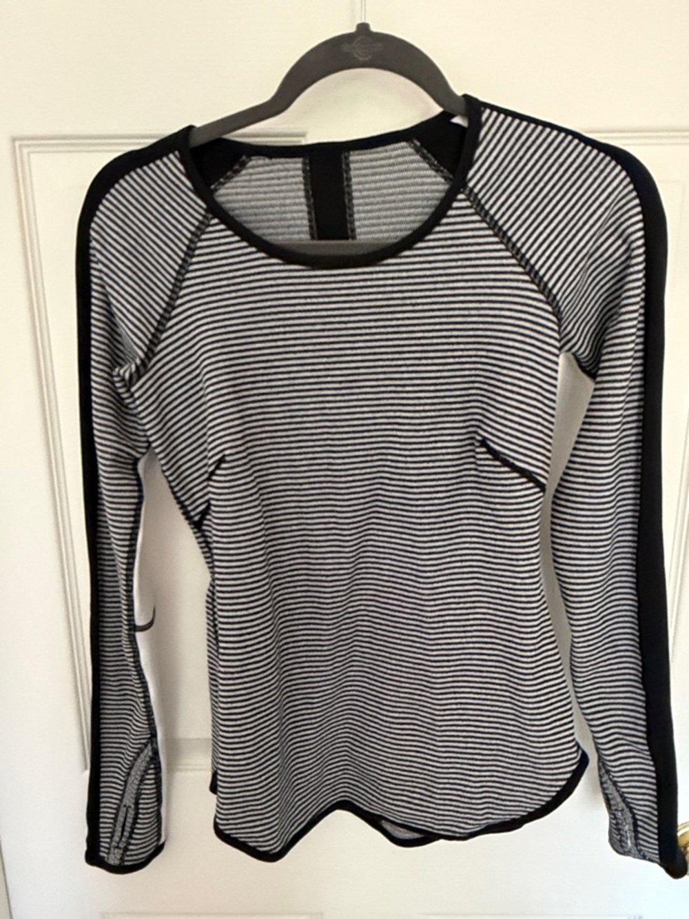 Lululemon Striped Black and White Long-Sleeve Crew Top